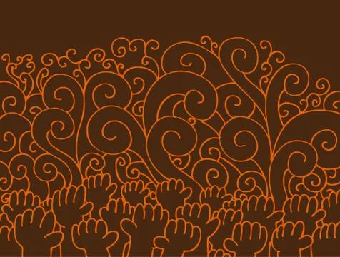 Raised hands Stock Illustration