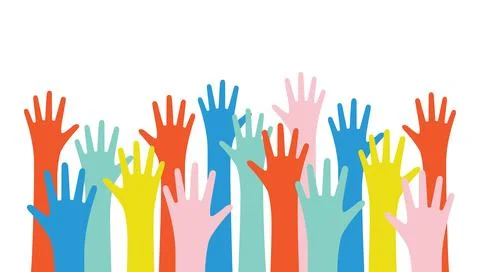 Raised hands with open palms reaching up illustration Stock Illustration