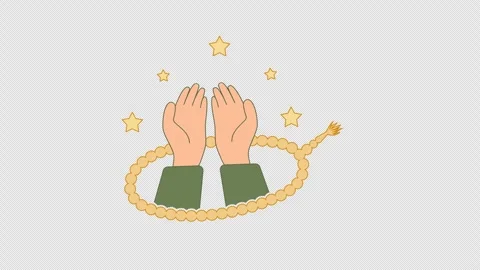 Raised hands prayer beads animation Video stock 332836372