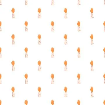 Raised hands seamless pattern symbolizing voting or answering Stock Illustration