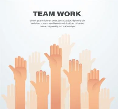 Raised hands. team work concept. background Illustrazione stock