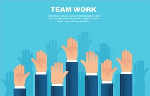 Raised hands. team work concept. background Stock Illustration
