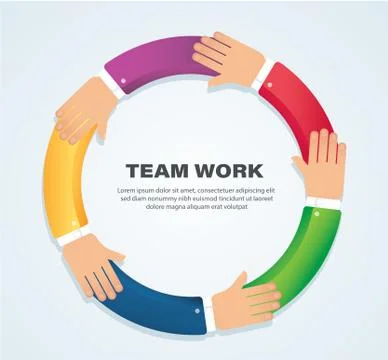 Raised hands. team work concept. background Stock Illustration