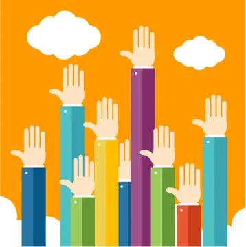 Raised Hands Up. Vector Stock Illustration