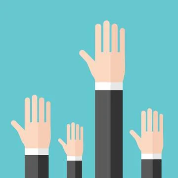 Raised hands, voting, question Stock Illustration