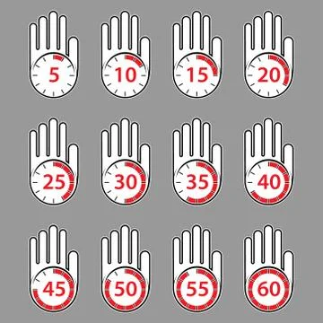 Raised, open hand with a watch on it. Time to rest or take a break. Vector se Illustrazione stock