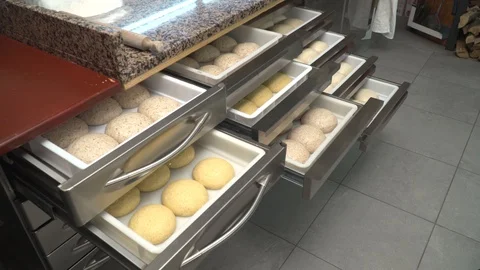 Raised pizza dough ready to be used  Stock Footage 86906422