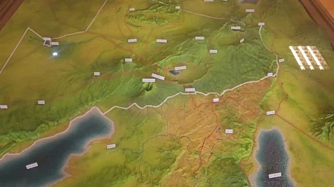 Raised Relief Map Model with Lakes and Highlands, Ngorongoro, Tanzania 8K Video stock 313909587