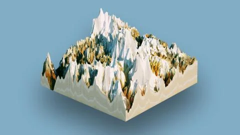 Raised relief map of Mount Everest 3D render illustration Stock Illustration