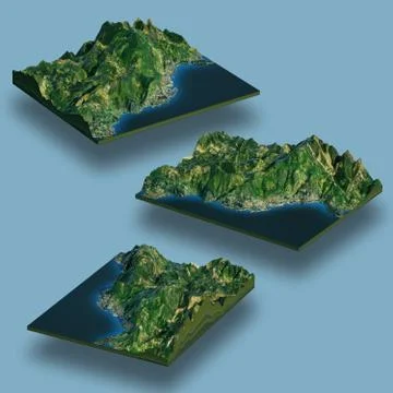 Raised relief maps of Monte Carlo 3D render Stock Illustration