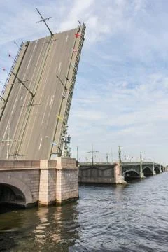 Raised span of the Trinity Bridge. Stock Photos