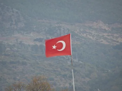 Raised turkish flag Stock Photos