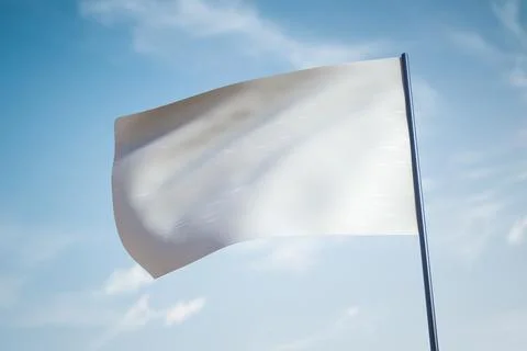 Raised white flag. Symbol of surrender. 스톡 사진