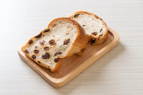 Raisin bread with coffee cup 스톡 사진