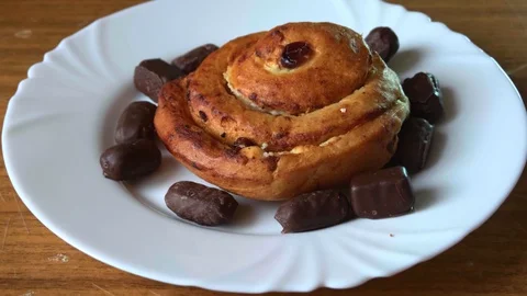 Raisin bun Stock Footage 130051106