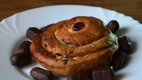 Raisin bun Stock Footage 130051258