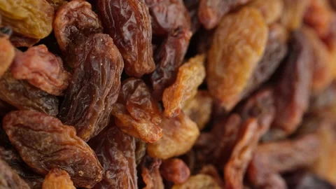 Raisin dried grape berries macro, rotation Video stock 238353086