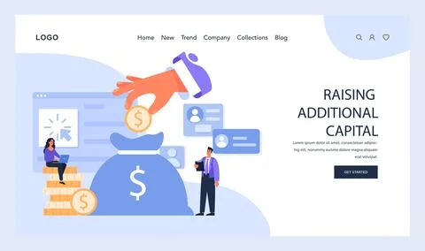 Raising Additional Capital web or landing. Portraying the strategic infusion Stock Illustration