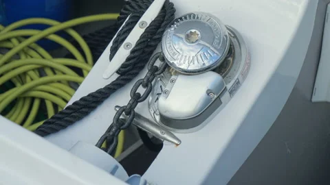 Raising anchor and setting sail on the tourist sports yacht. Stock Footage 168689950