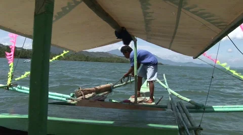 Raising the anchor Stock Footage 499603