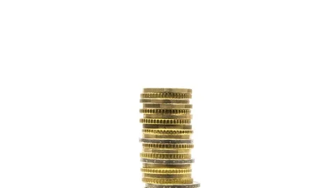 Raising coins stack Stock Footage 72469625