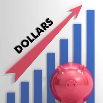 Raising dollars, usd chart shows american progress Stock Illustration