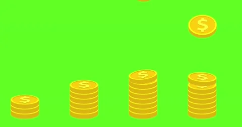 Raising of Golden Coins Stack Stock Footage 147733711