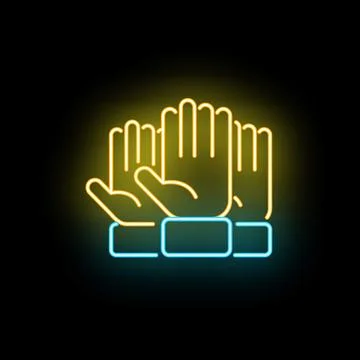 Raising hands neon icon for voting participation 스톡 일러스트
