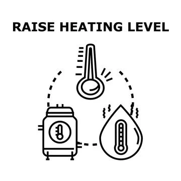 Raising heating level concept with thermometer and boiler Stock Illustration