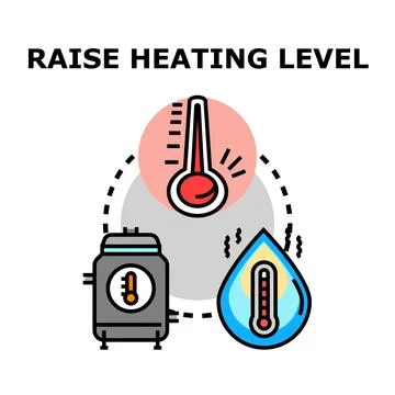 Raising heating level concept with thermometer and boiler Stock Illustration