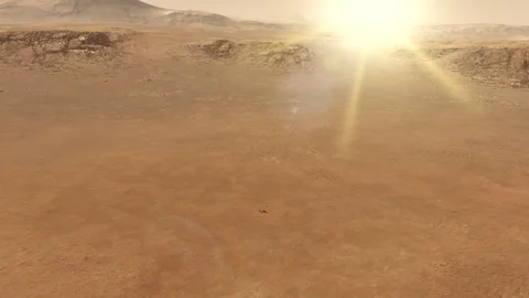 Raising to height with view of object on surface of the red planet Stock Footage 150148290