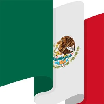 Raising of Mexican flag Stock Illustration