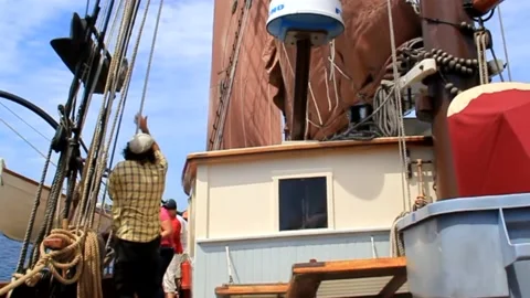 Raising Sail on Angelique Stock Footage 186619086