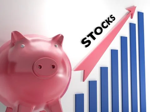 Raising stocks chart showing progress Stock Illustration