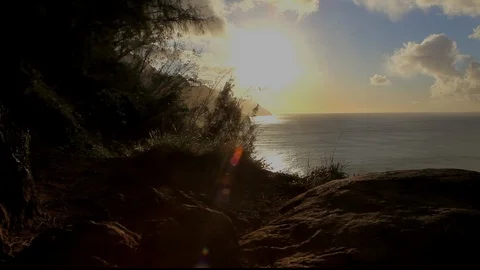Raising Sunset Napali Stock Footage 104274637