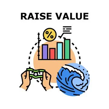 Raising value vector concept illustrating business growth Stock Illustration