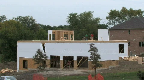 Raising Wall, Construction Stock Footage 530109