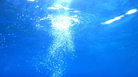 Raising waterbubbles at watersurface Stock Footage 77629829