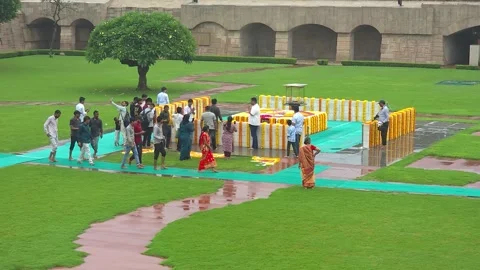 Raj Ghat Memorial Platform Made of Black Marble, Delhi Video stock 320384370