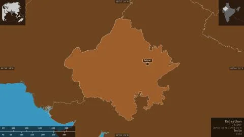 Rajasthan, India. Patterned solids with lakes and rivers Illustrazione stock