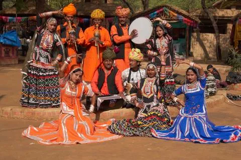 Rajasthani Dance Group Stock Photos