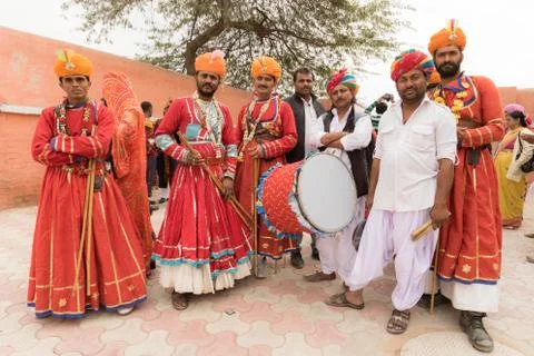 Rajasthani dance troupe Foto stock