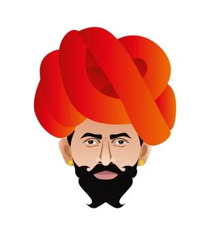 Rajasthani man face, close up isolated Stock-Illustration