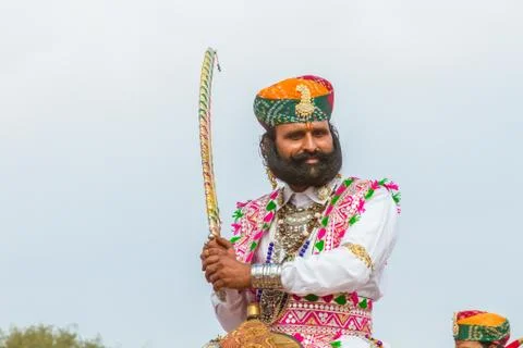 Rajasthani Man with sword. Stock Photos