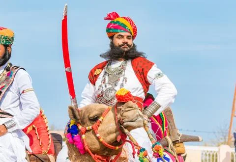 Rajasthani Man with sword Stock Photos