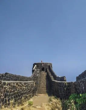 Rajgad a famous and ancient fort in Maharashtra built by King Shivaji near Pu Stock Photos