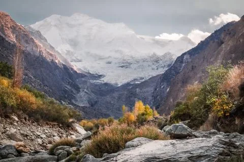 Rakaposhi mountain. Nagar valley, Gilgit baltistan, Pakistan. Stock Photos