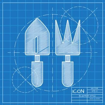 Rake and spade toolset illustration. Garden tools vector icon Stock Illustration