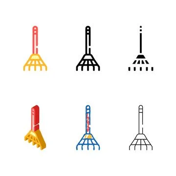 Rake equipment types color icon vector color Stock Illustration