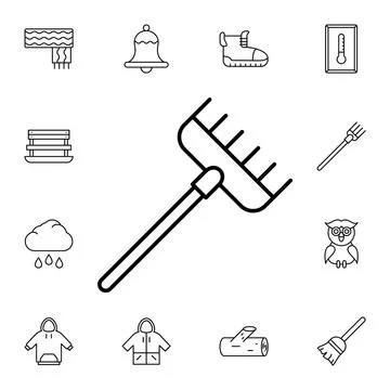 Rake flat vector icon in autumn pack Stock Illustration